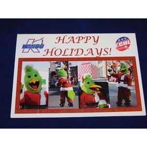 VERY RARE KALAMAZOO WINGS ECHL HOCKEY CHRISTMAS CARD 2009-2010 SEASON SIGNED